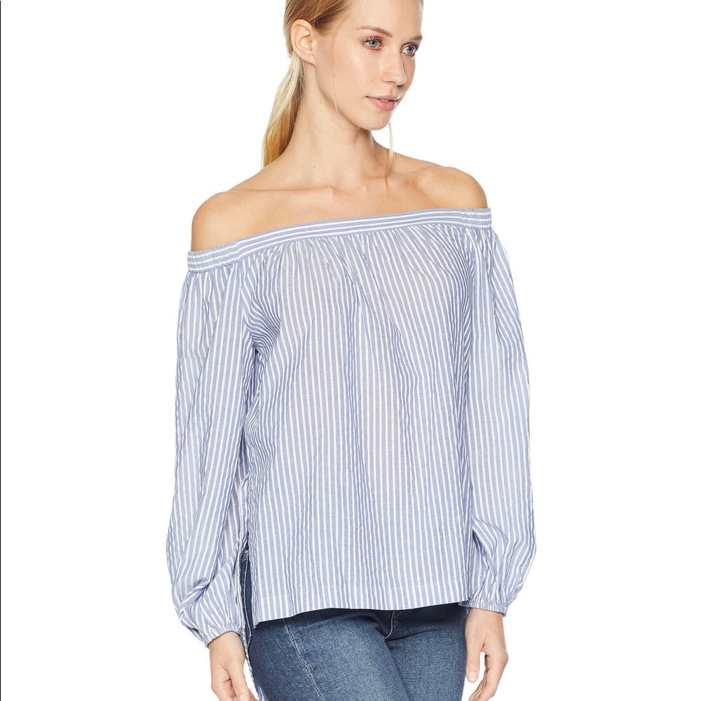 BCBGMaxAzria Ellsie Off-The-Shoulder Striped Top